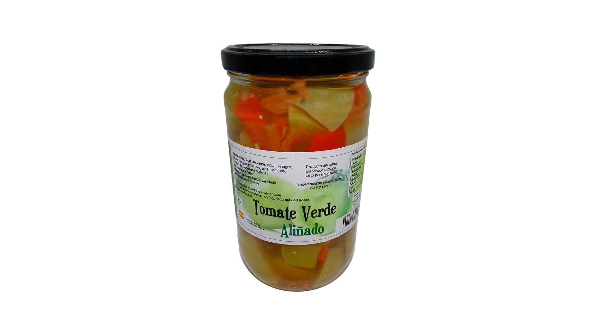 Tomate verde aliñado en conserva